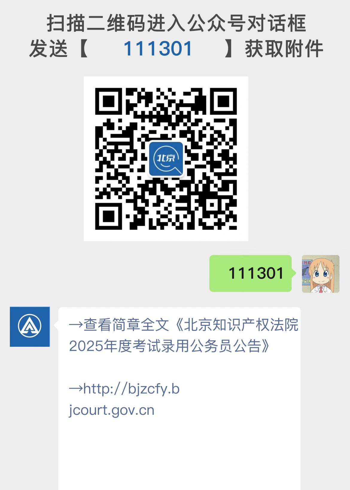 北京知识产权法院2025年度考试录用公务员公告